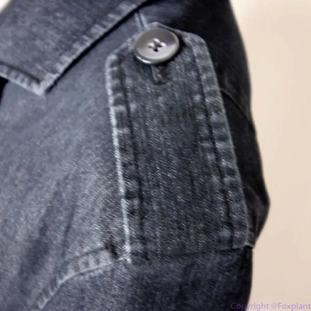 NWOT Attention women's black jean jacket‎ with epaulette, size 14